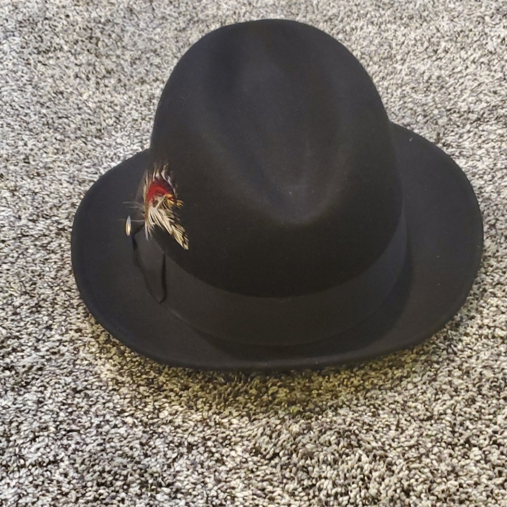 Scala Black Fedora With Feather - image 2